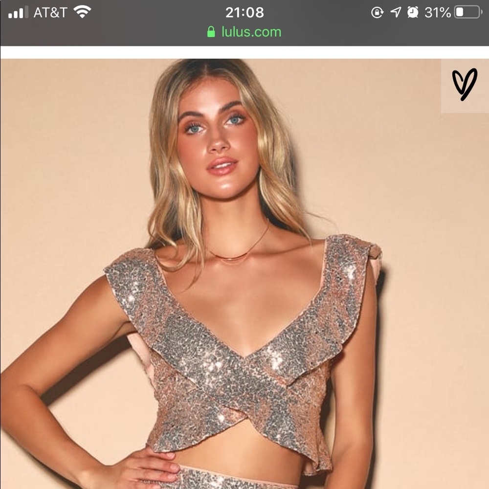 Alecia Rose Gold Sequin ruffled Two Piece Dress